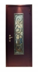 Сейф-двери с ковкой «Фантазия» со стеклопакетом